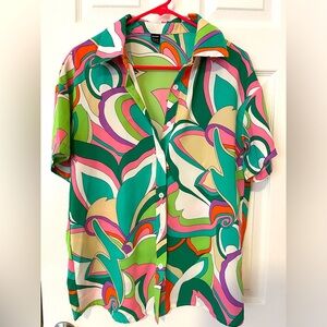 3 Piece Groovy Matching Set with Bra, Shirt, and Shorts